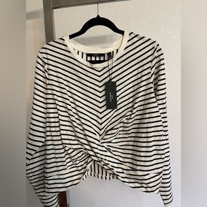 Vero Moda Curve White and Navy Blue Long Sleeve